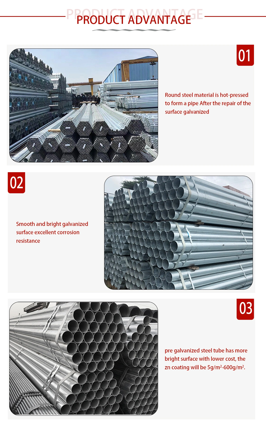 3/8 Inch Galvanized Steel Pipe Gi Tube Price Hot Dipped Galvalume Round Mild Steel Pipes