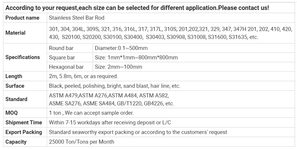 SUS ASTM En14301 201 304 310 316 321 304 430 431 3mm 4mm Customize Bright Surface Stainless Steel Round Rod Bars Price for Sale