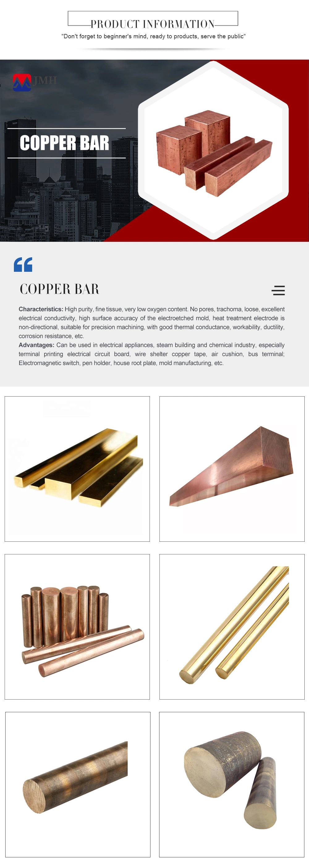 C22000 C23000 Tp1 Tp2 4mm 5mm 6mm 8mm Pure High Strength Structural Round Copper Bar Square Copper Rod