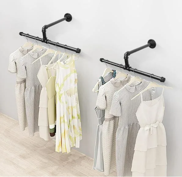 Pipe Clothing Rack 2 Pack 18 Inch Detachable Garment Rack DIY Wall Mounted Industrial Clothing Rack for Home and Clothing Store