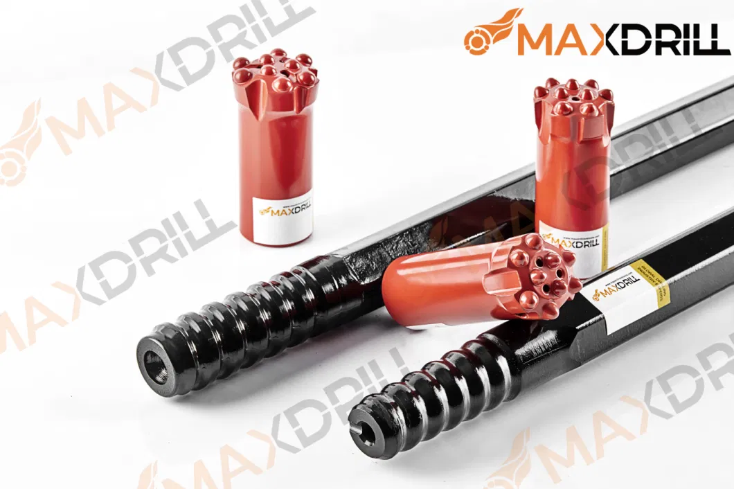 Maxdrill T38 mm Thread Hexagonal Round Extension Drill Rods High Performance