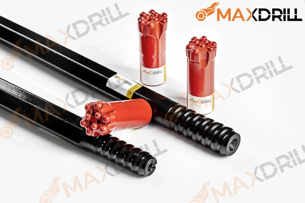 Maxdrill T38 mm Thread Hexagonal Round Extension Drill Rods High Performance