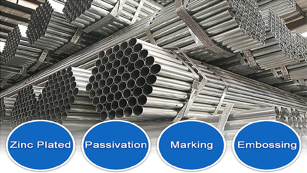 Carbon Round Galvanized Steel Pipe Dx51d Z275 China Black Paint Structural Pipes