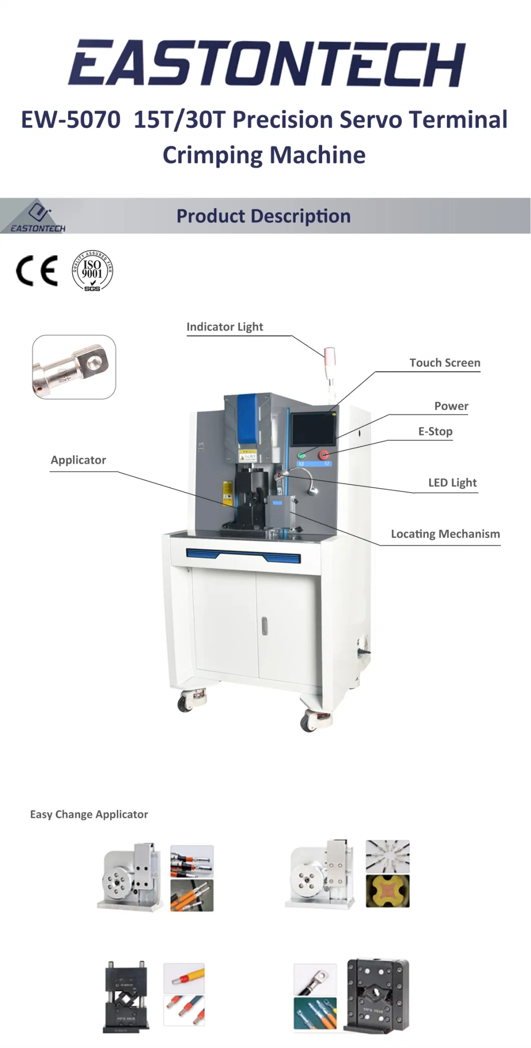 Semi-Auto Electrical Wire Crimping Machine Cable Pressing Crimp Equipment Crimper Tool for Wire Harness