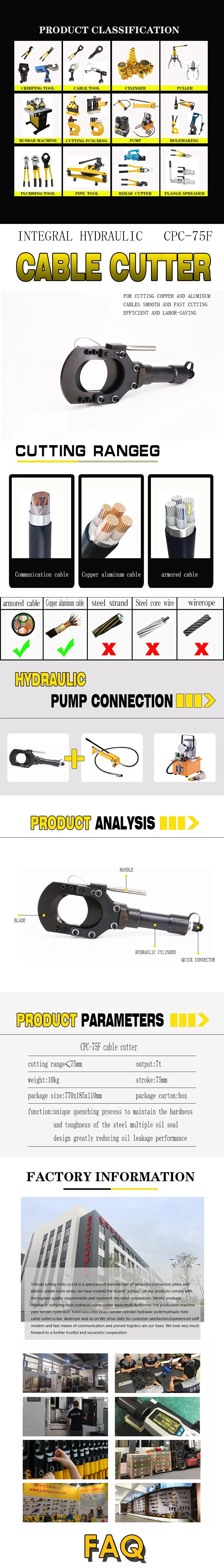 CPC-75f Manual Split Hydraulic Cable Cuttercopper Aluminum Armored Cable Cutting Tool