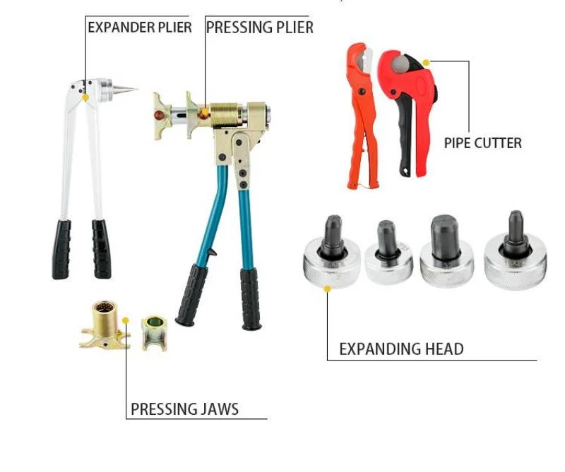 Pex Tube Expansion Slip Tightening Pliers Cutting and Descaling Tool Set for Under Floor Heating