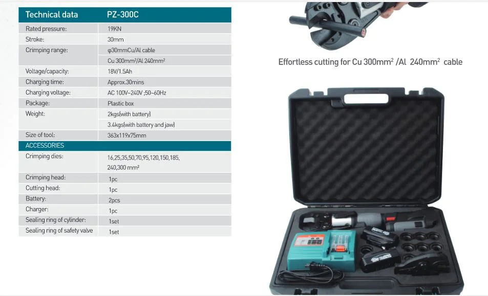 Pz-300c Power Tools Cutting Cable Connection Cutter Battery Crimping Tool