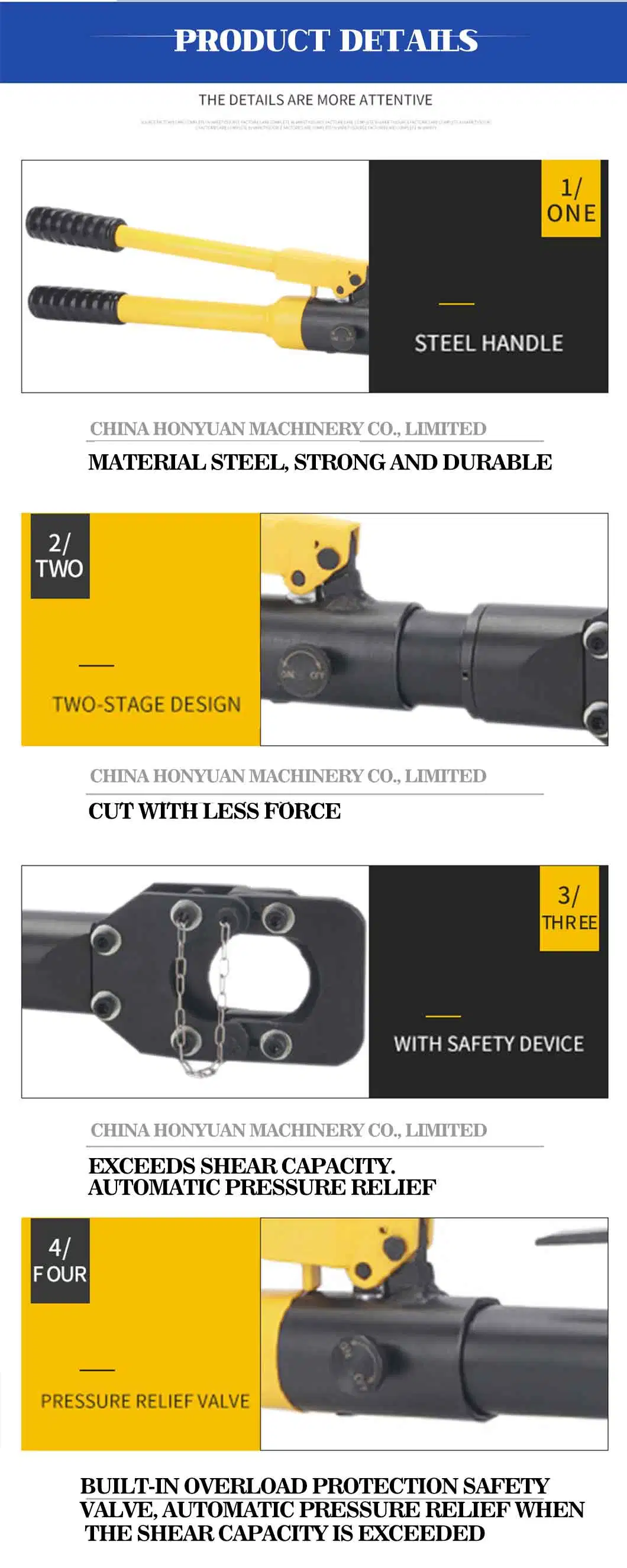 3.3kgwire Cutting Hand Tool 60kn Hydraulic Cable Cutter