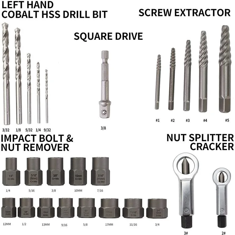 26PC Impact Bolt &amp; Metal Nut Splitter Tool for Stripped Lug Nut Remover