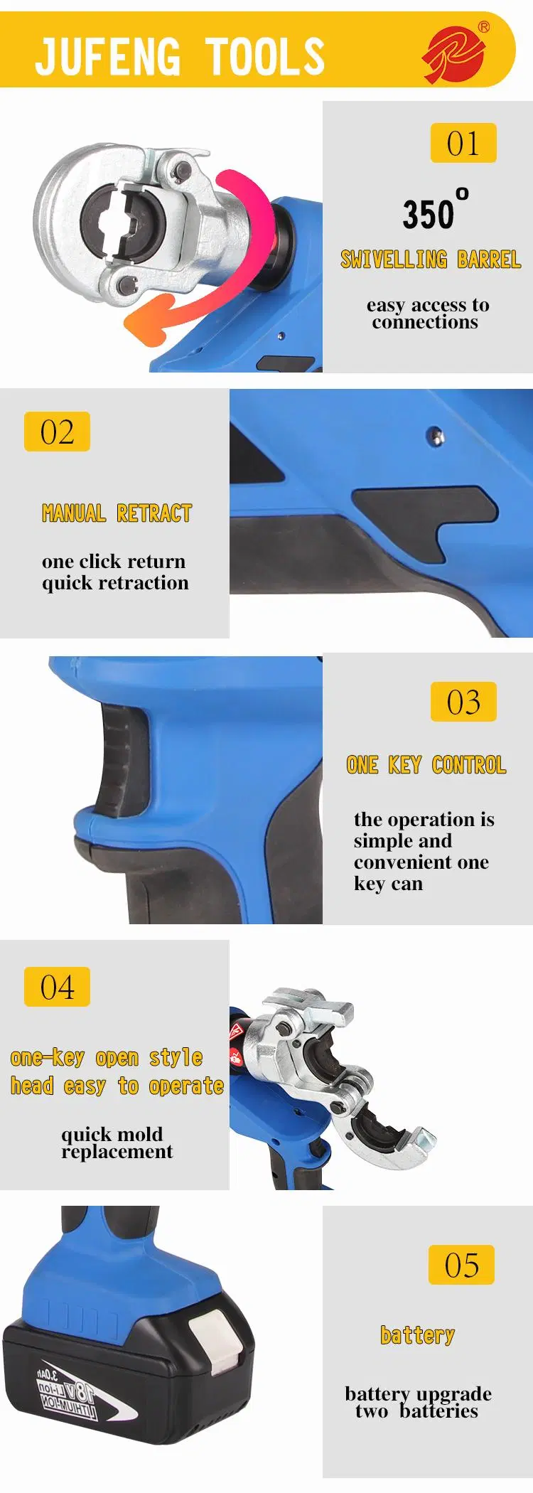 16-300 Hydraulic Battery Crimping Tool Cable Wire Rope Crimping Tools