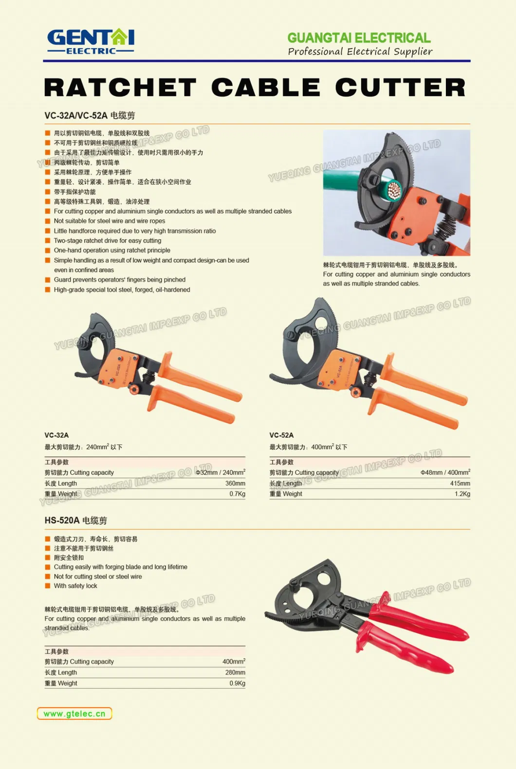 Adjustable Handle Ratchet Fiber Optic Cable Cutter