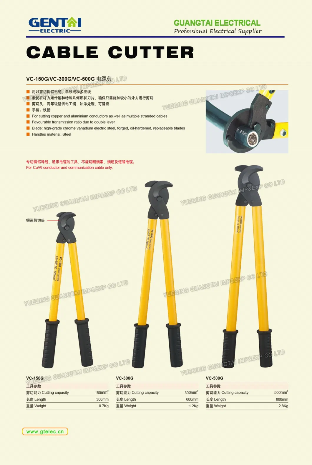 Manual Ratchet Cable Cutter for Copper Cable and Armoured Cable