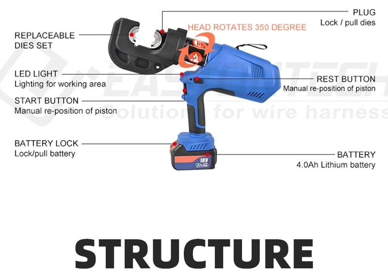 10-300sqmm Electric Battery Powered Hydraulic Crimping Tool Kit for Cu Al Cable Termination