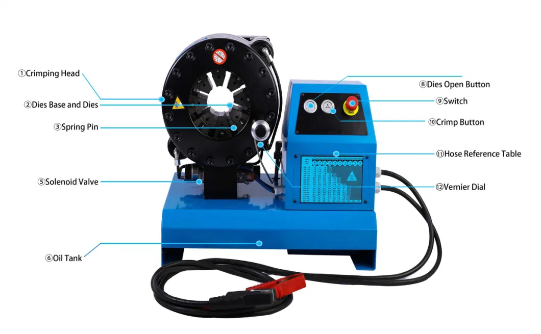 Portable 1/4-2inch 4layers Air Conditioner Pipe Pressing Tool 12V 24V Hydraulic Hose Crimper