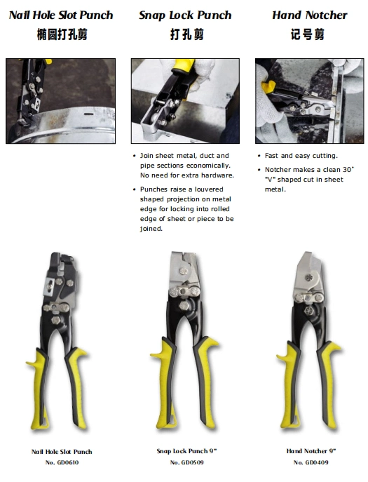 Carbon Steel, Cr-V or Cr-Mo, 5-Blade Crimper, Section Setting Pliers