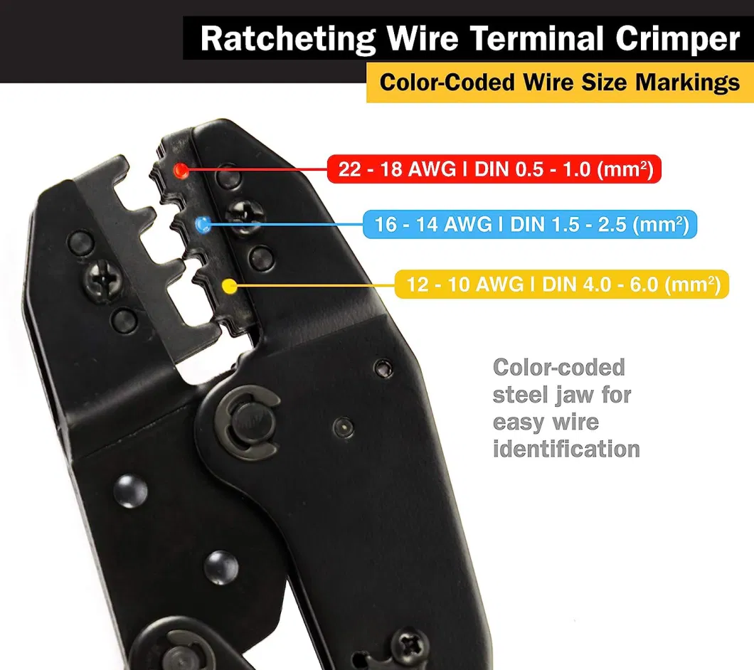 Electrical Wire Crimper Tool, Ratcheting Insulated Terminal Crimper for 10 to 22 AWG Wire