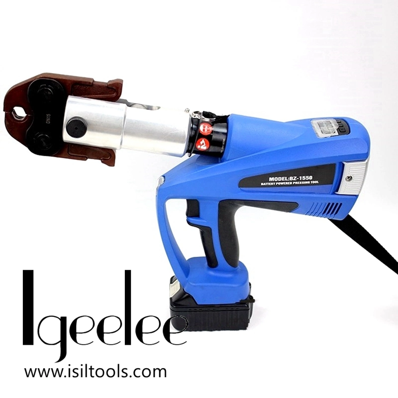 Igeelee Bz-1550 Battery Powered Ele Tric Clamping Tool for Pex Pipe Xpap Pipe Jaw U16 20 26 32mm Hydraulic Compressing Tool