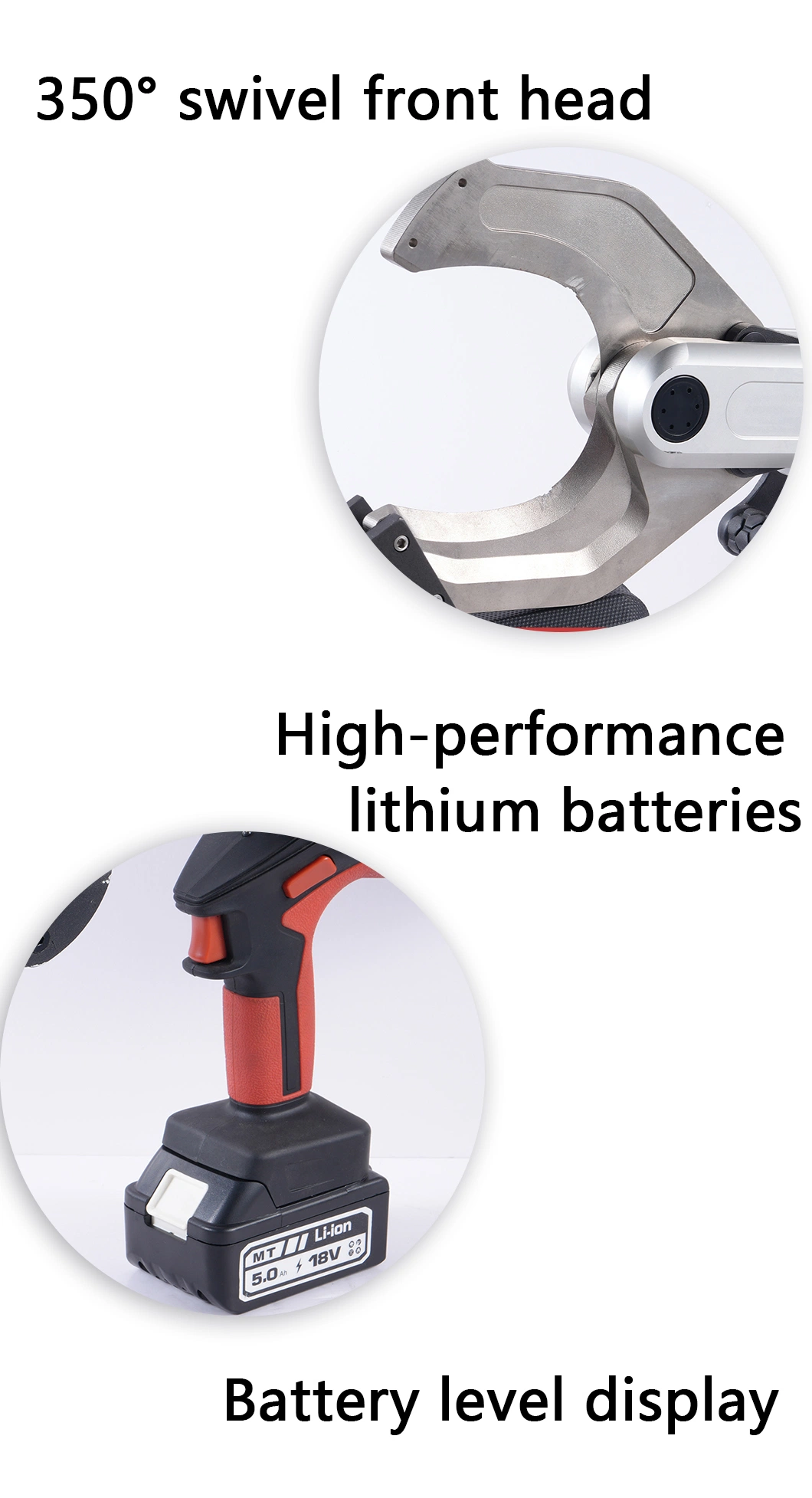 Electric Hydraulic Cable Cutter Hydraulic Tools 140kn High Performance Lithium Battery Ratchet Aluminum Battery Multi Hand Electric
