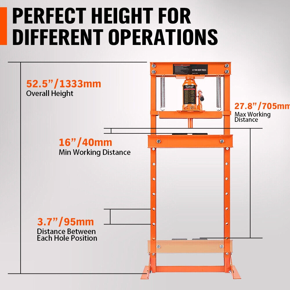 12 Ton Tools Without Gauge Hydraulic Shop Press