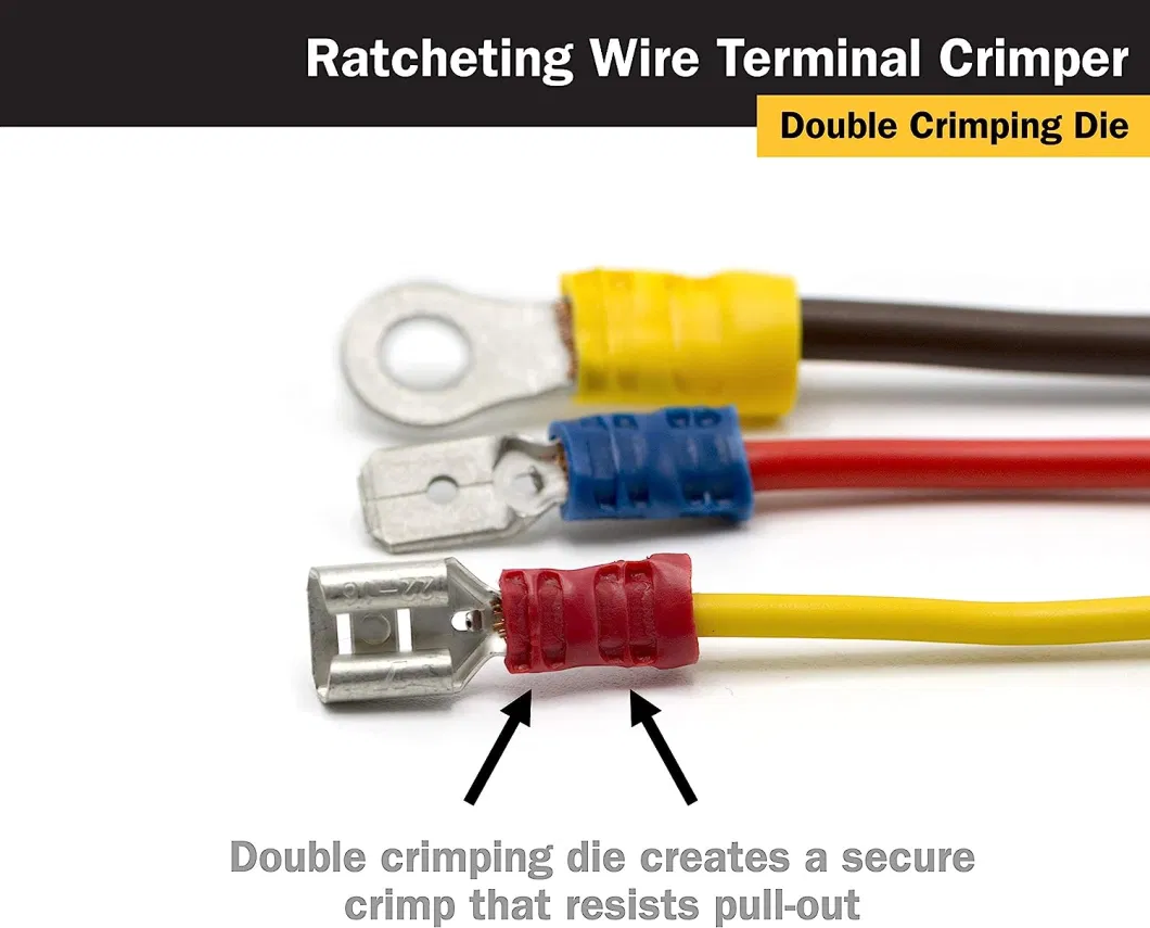 Electrical Wire Crimper Tool, Ratcheting Insulated Terminal Crimper for 10 to 22 AWG Wire