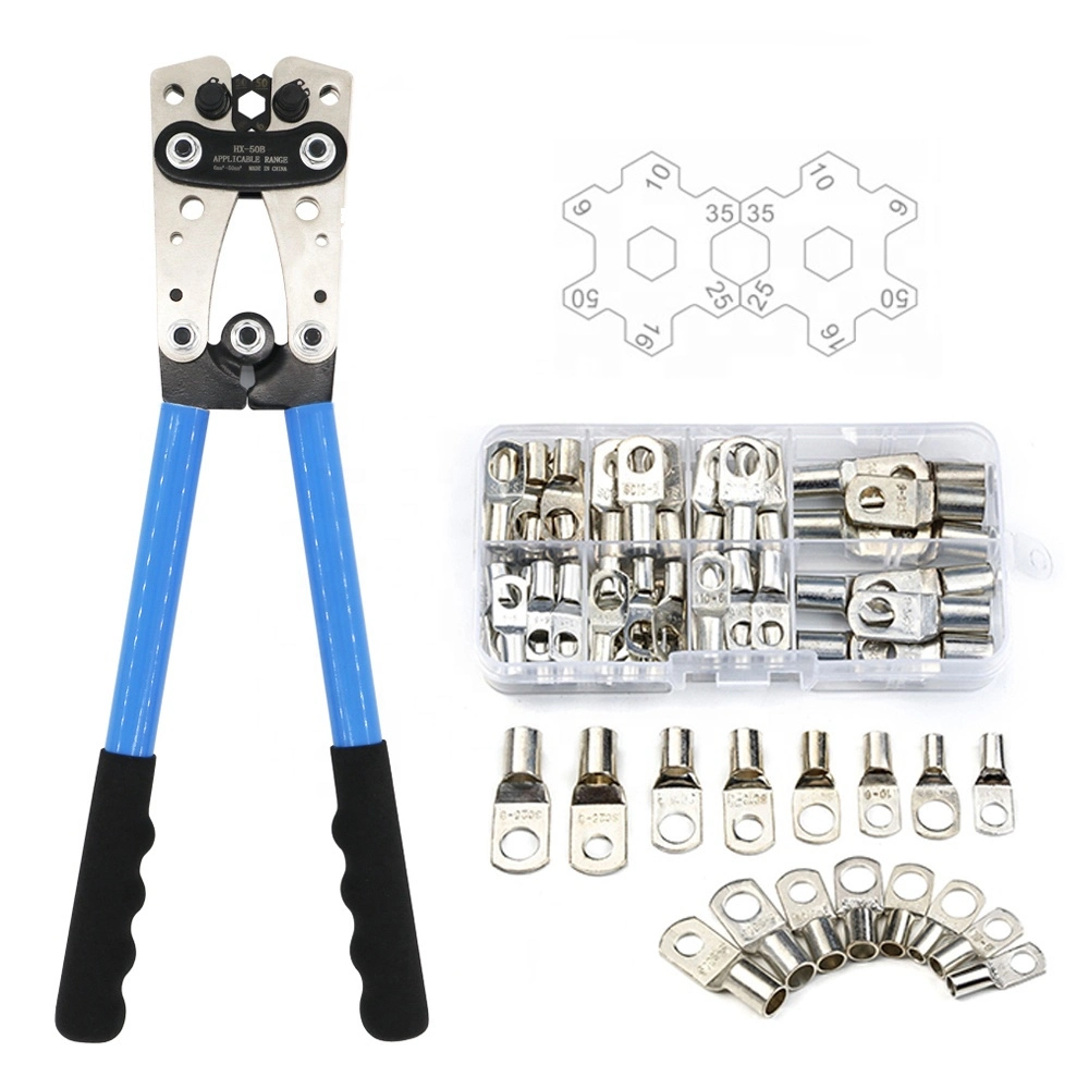 Hx-50b 1/60/100PCS Portable Cable Crimping Tool Professional Terminals Crimper Plier Handle Cutter Tools