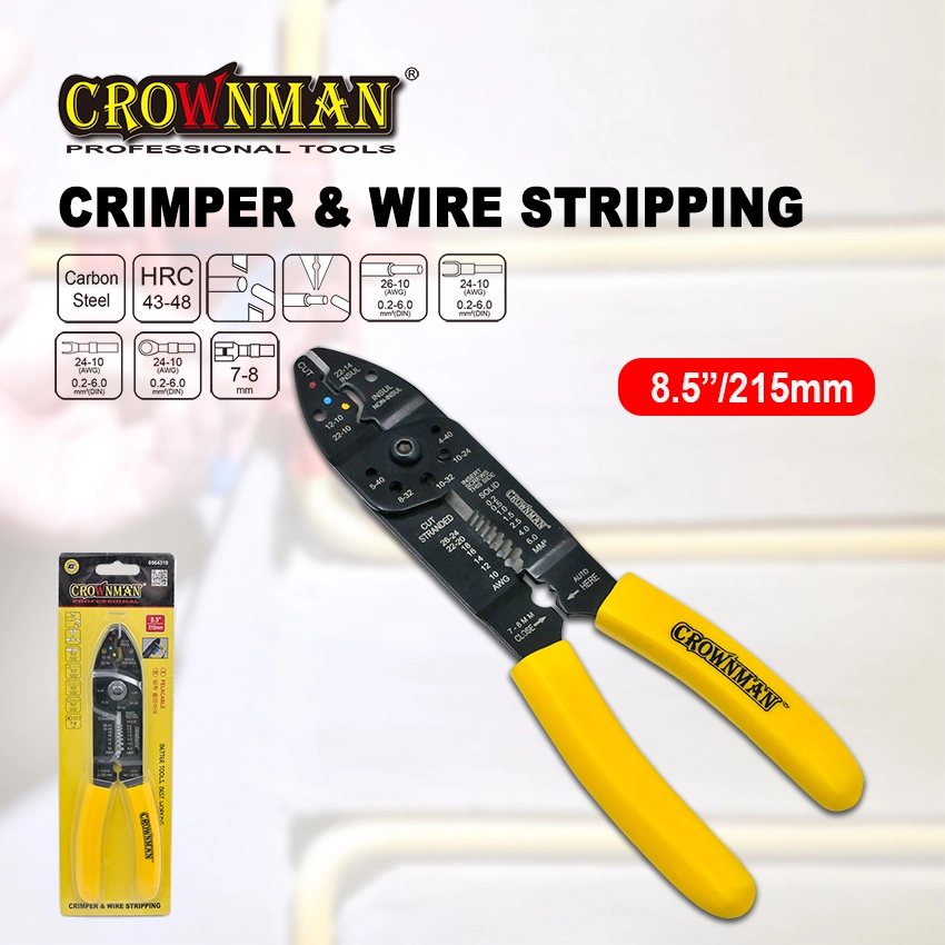Crownman Electric Tools, 8.5&quot; Carbon Steel Crimping and Wire Stripping Pliers