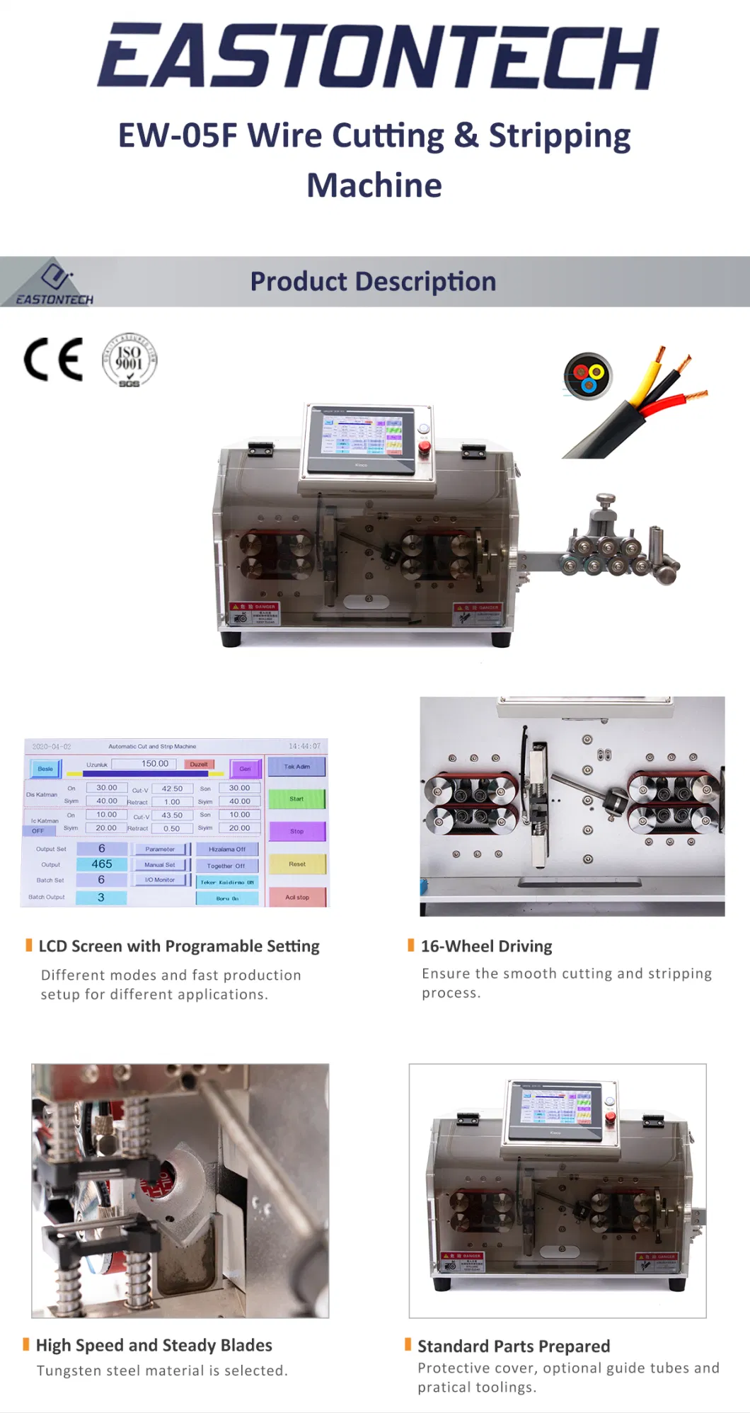 Eastontech Ew-05f Powered Electric Thick Jacket Wire Heavy-Duty Large Cable Cutting and Stripping Machine