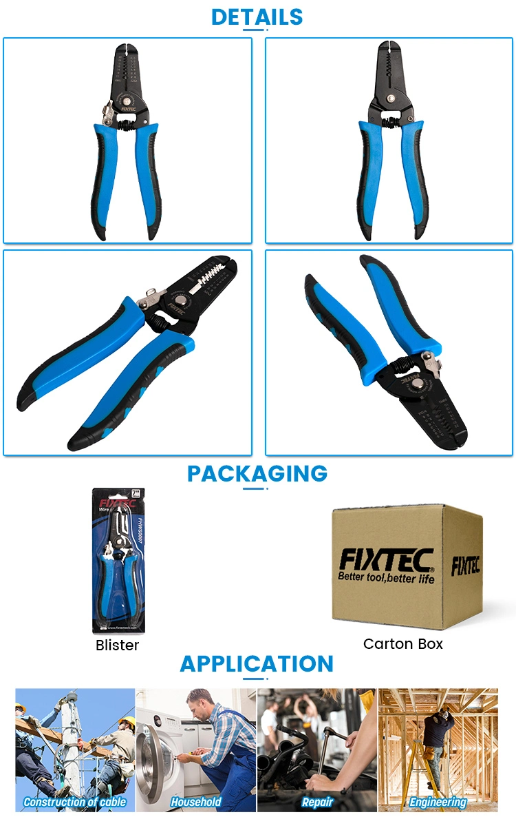 Fixtec Long Nose Crimping Tool Hand Tool 50# 7inch Crimper Wire Stripper Pliers