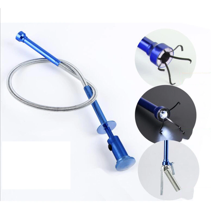 Sink Pipe Clog Cleaner Pipe Dredging Cleaner Tool Extractor with Light Battery Operated for Removing Sink Clog 60cm Esg15752