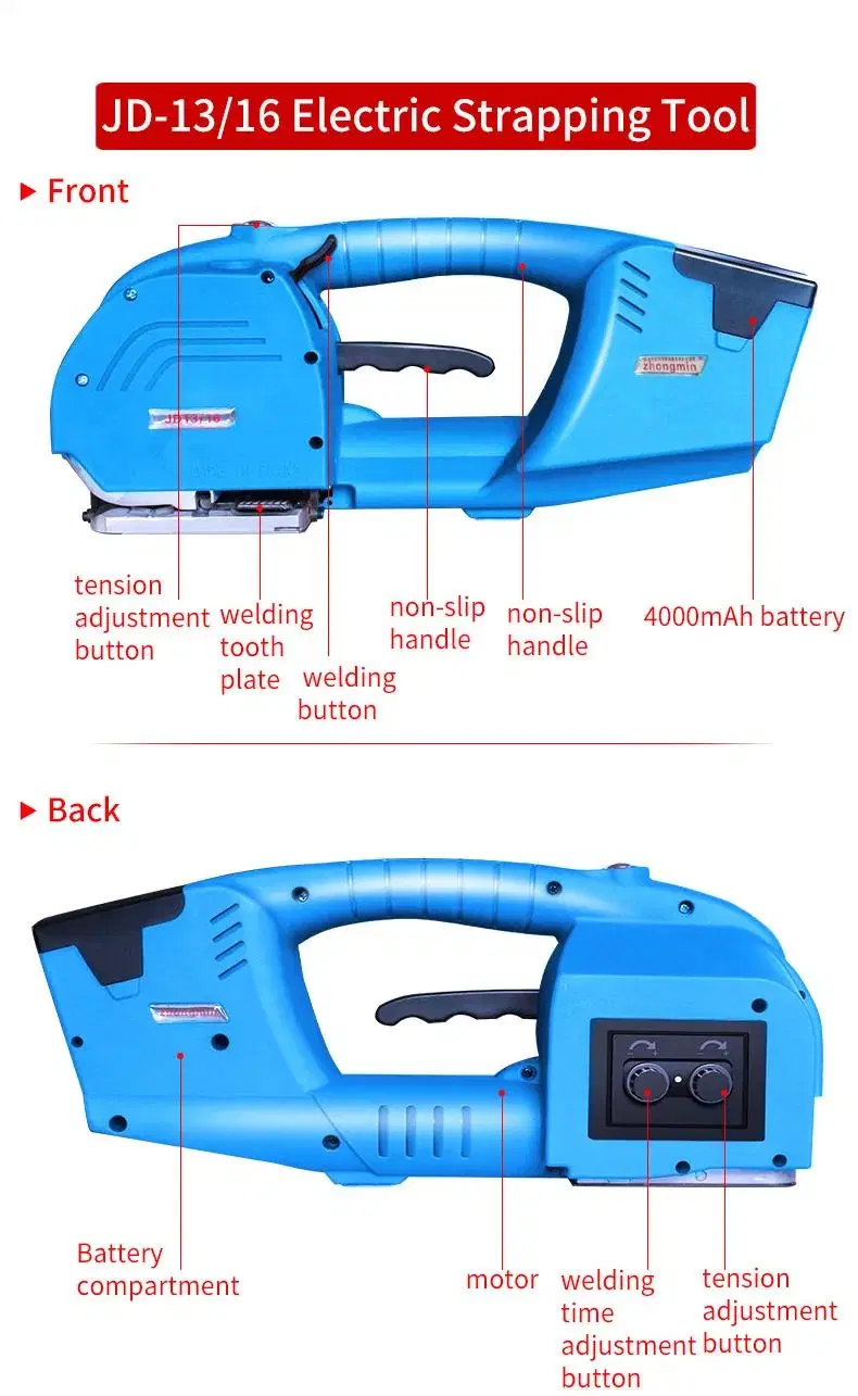 High Tension PP Pet Plastic Belt Hand Battery Powered Operated Strapping Tool