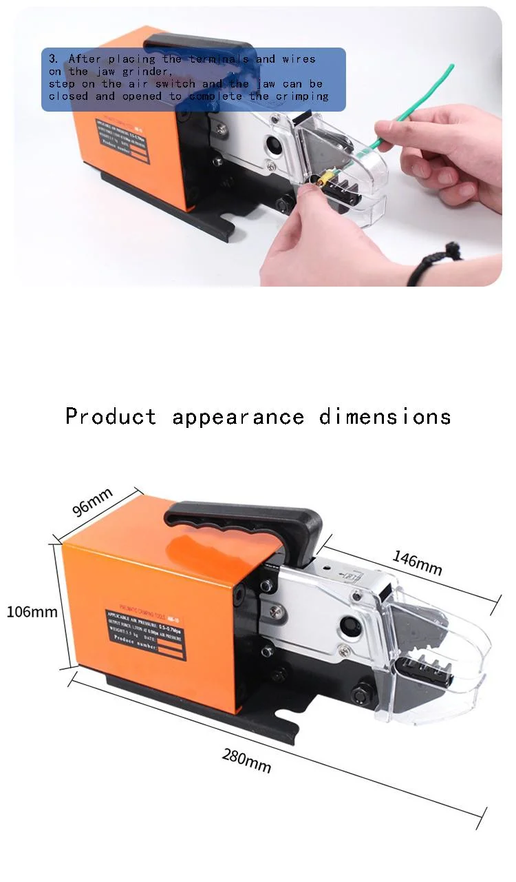 Am-10 Easy Carry Pneumatic Crimper, Pneumatic Crimp Tool Cable Lug Crimping Machine Terminal Crimper