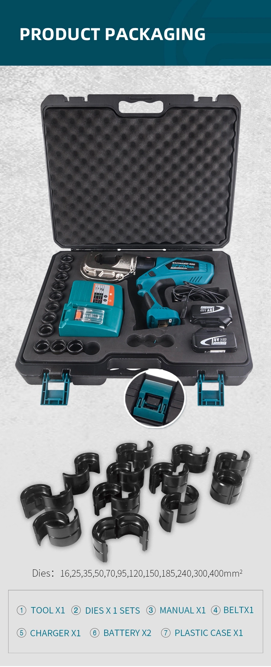 ED-400 Battery Powered Crimping Tool 16-400mm2