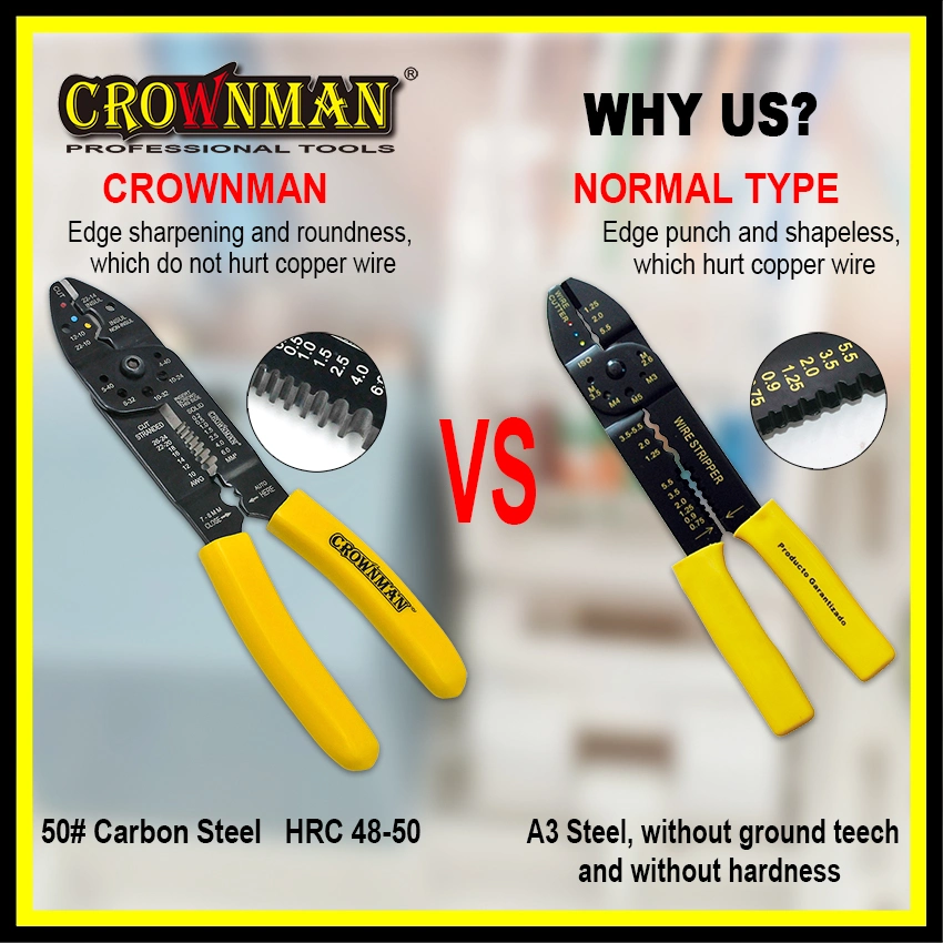 Crownman Electric Tools, 8.5&quot; Carbon Steel Crimping and Wire Stripping Pliers