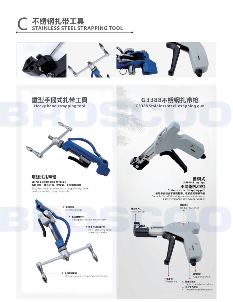 Cable Tie Gun Fastening and Cutting Tool with Steel Handle Special for Stainless Steel Cable Tie Fasten and Cut Ties