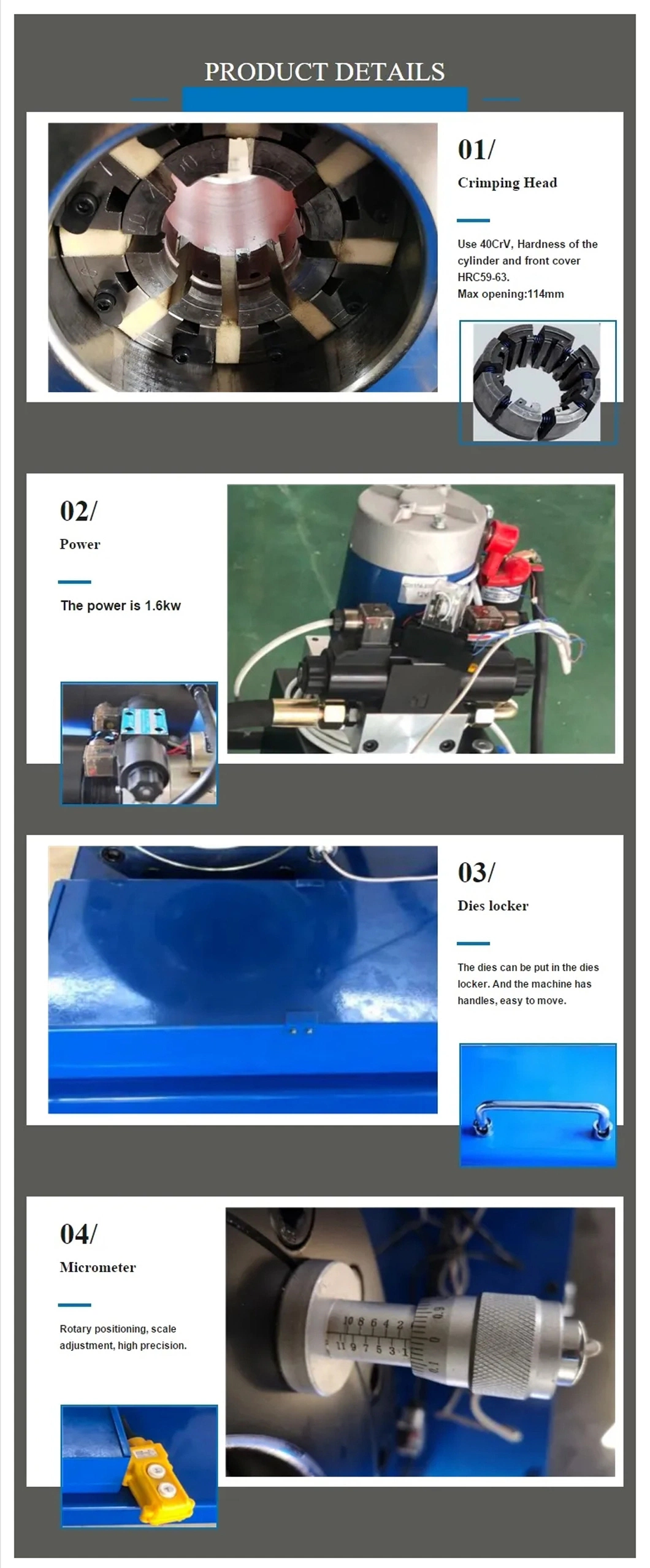 Dx68 1/4&prime;&prime;-2&prime;&prime; Wire Rope 12V 24V 1&prime;&prime; P20 Hose Crimping Machine Hydraulic and Fitting Assembly Pipe Crimper