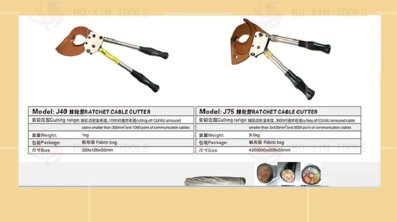 Cu/Al Ratchet Cable Cutter with Telescopic Handles Hand Tools Stripping Cutting Wires Plier