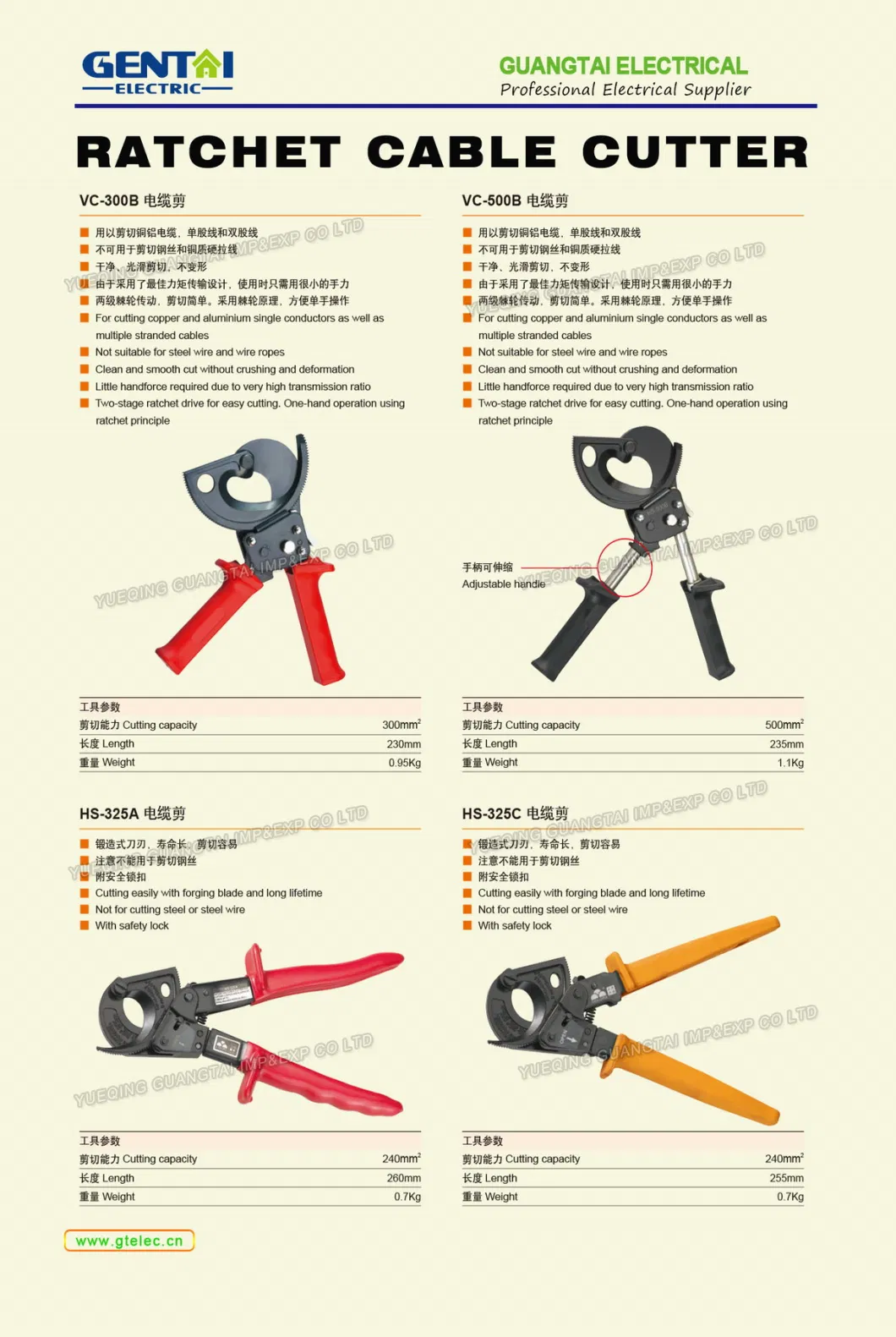 Mechanical Crimping Pliers / Cable Cutter/ Ratchet Cable Cutter