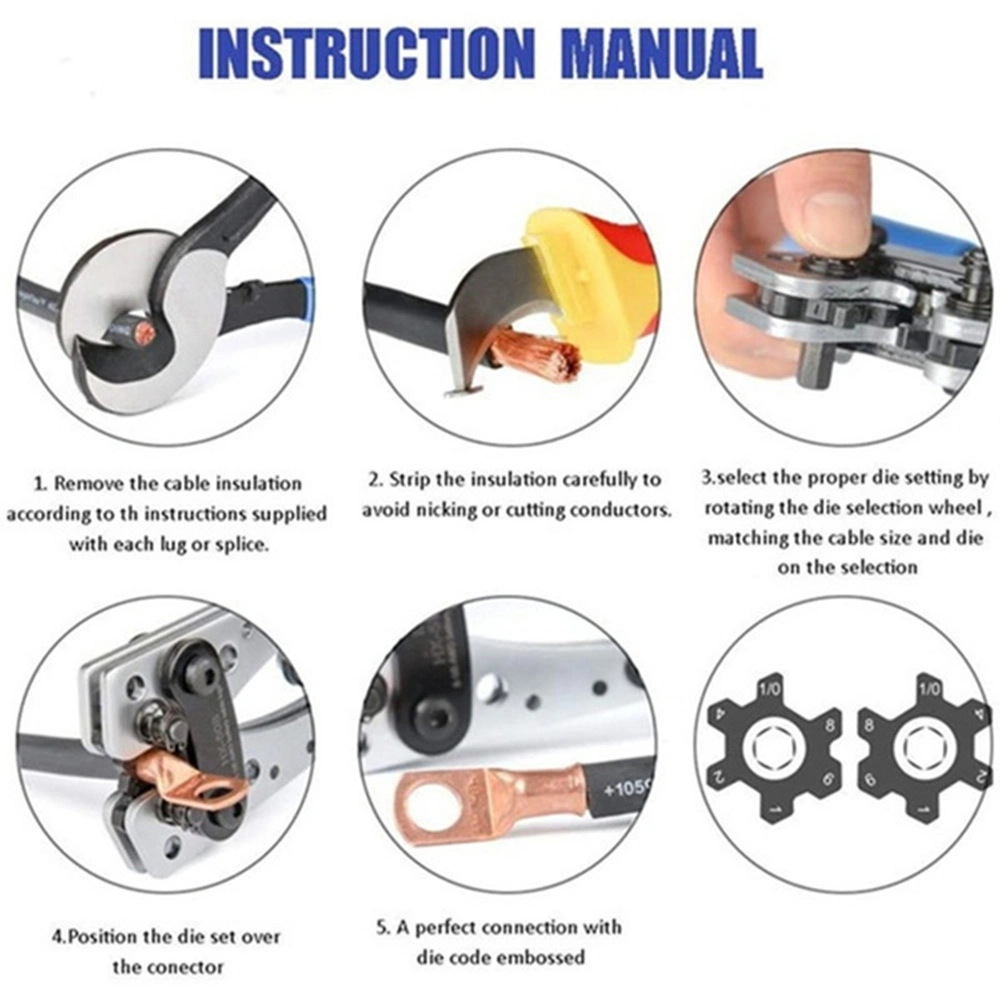 Hx-50b 1/60/100PCS Portable Cable Crimping Tool Professional Terminals Crimper Plier Handle Cutter Tools