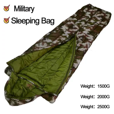 Bolsas de dormir estilo militar verde de emergencia de reserva estatal de invierno estilo tropas, a prueba de agua, estilo campamento de camuflaje del ejército, 3.5 kg por debajo de cero, alivio de estilo de campamento.