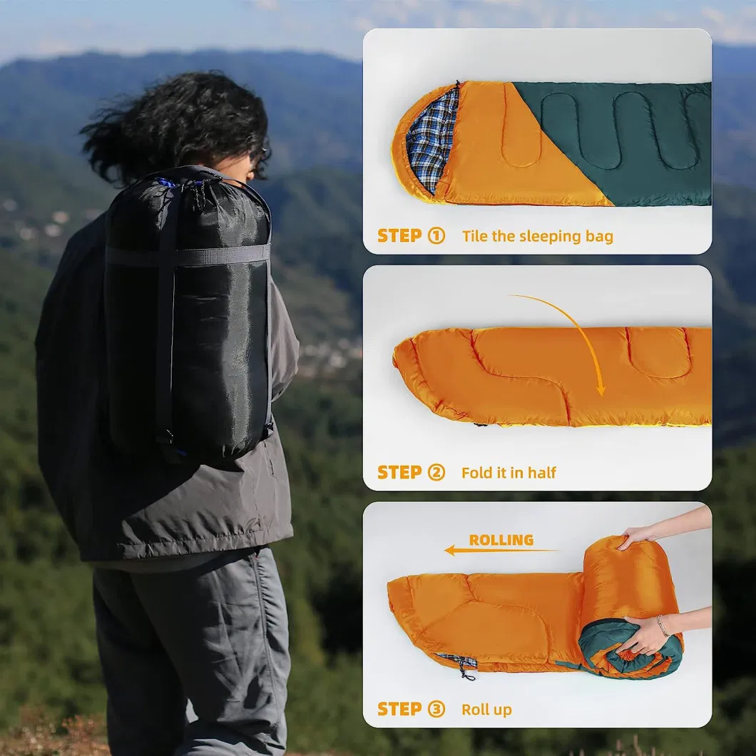 Outdoor Waterproof in Cold Weather Ultralight Four Seasons Camping Hiking Cotton Envelope Sleeping Bag