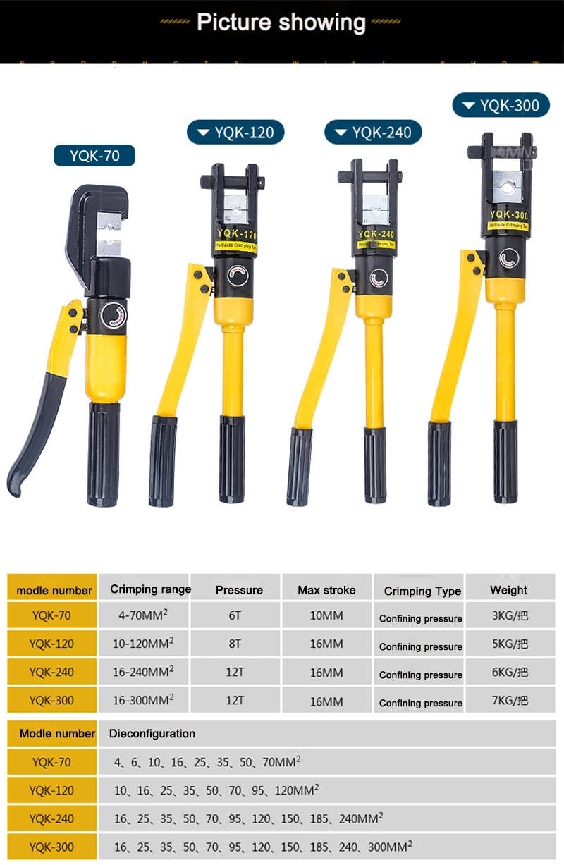 Portable Multifunctional Manual Hydraulic Crimping Tools for Copper and Aluminum Terminal