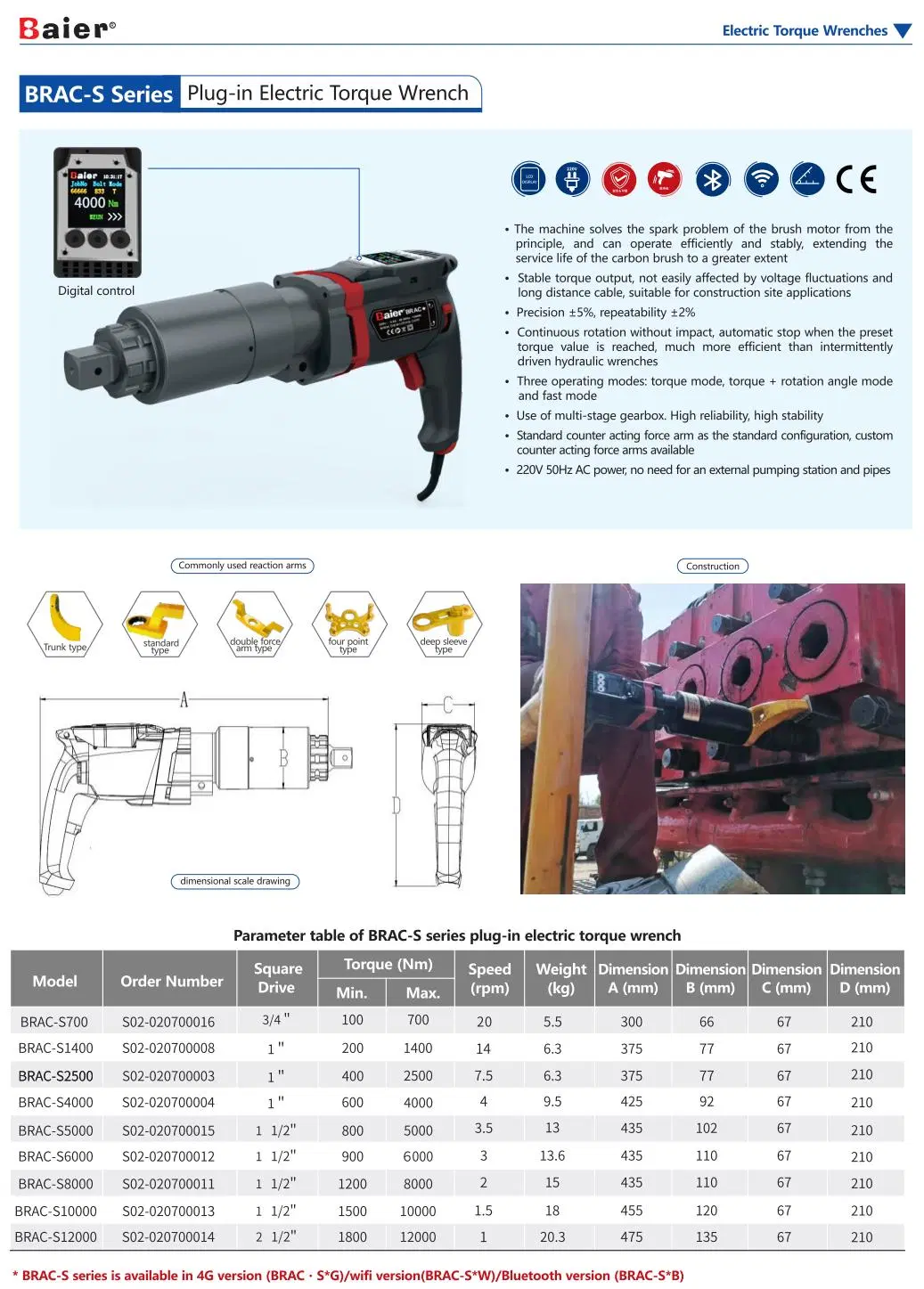 Planetary Gearbox High Precision Bolting Tool Baier Electric Torque Wrench