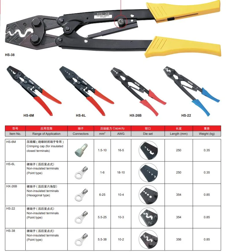 Newest HS-16 Crimping Pliers, Cable Lug Crimping Tools Power Save Useful Crimping Tools