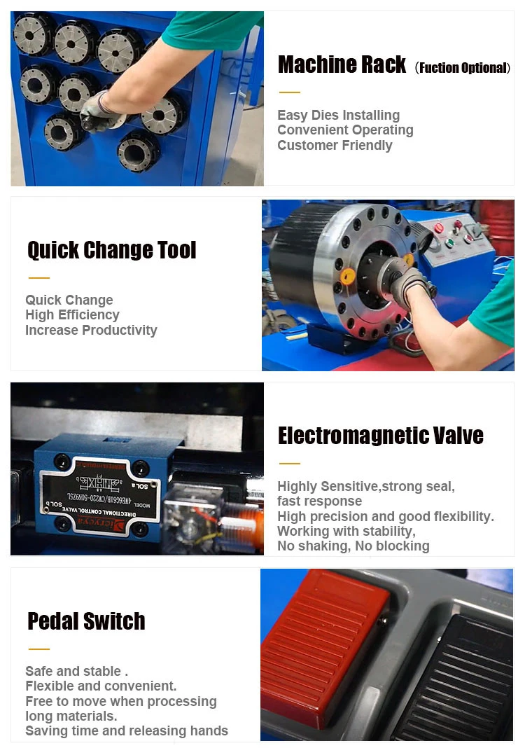 6 Core Patents 5 Second Fast Press Dx68 Dx69 1/4&quot; to 2&quot; Hydraulic Rubber Hose Crimping Pressing Machine Press Tool Machine