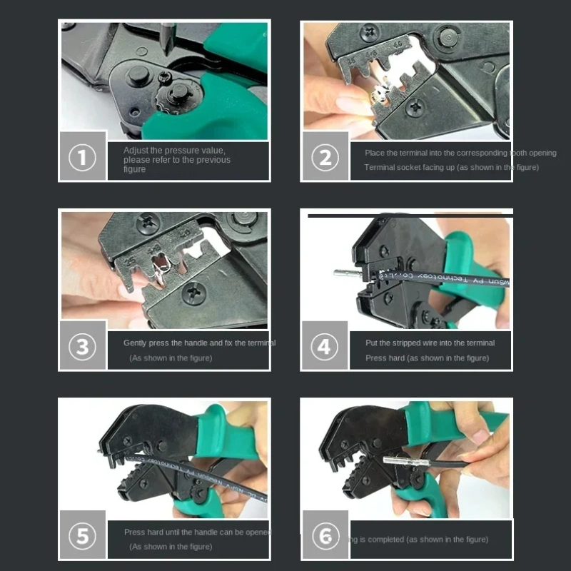 Connector Pressing Ratchet Special Wire Crimping Tool for 10mm2/ 16mm2 8AWG/6AWG Solar Photovoltaic Cable