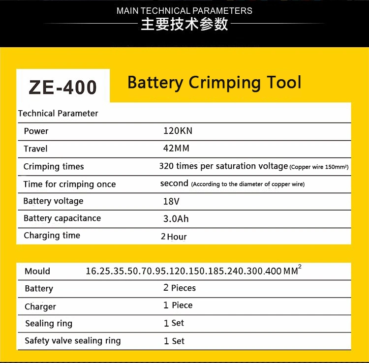 Ez-400 16-400 Battery Crimping Hydraulic Battery Cable Wire Rope Tools in Electrical