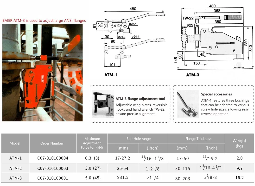 ATM-3 5ton ANSI Hydraulic Aligning Kit Pipe Aligner Flange Alignment Tool