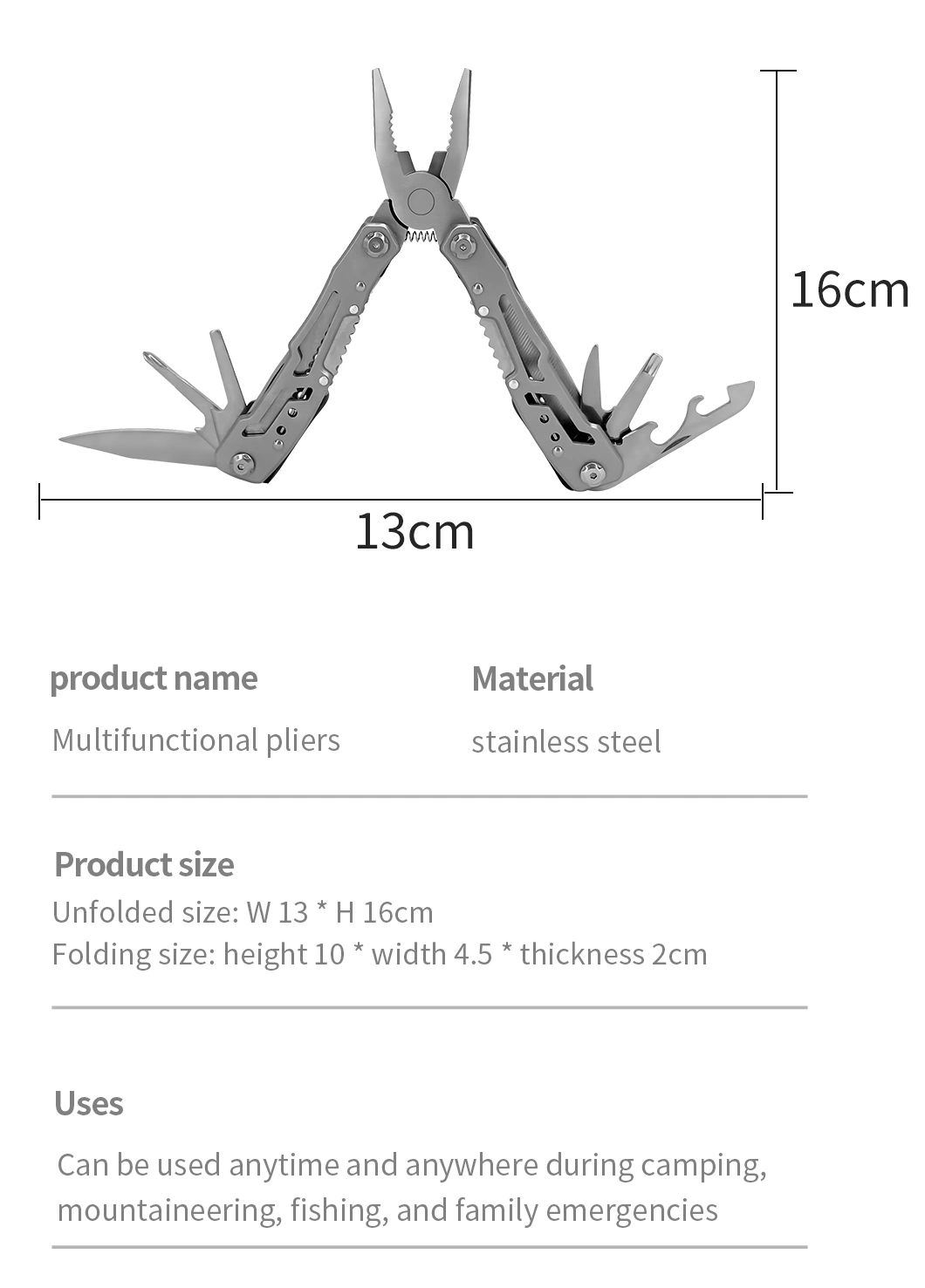 Multifunction Pliers with Screwdriver Kit Pocket Tools Campingmulti Tool Outdoor Survival Knife Electric Crimping