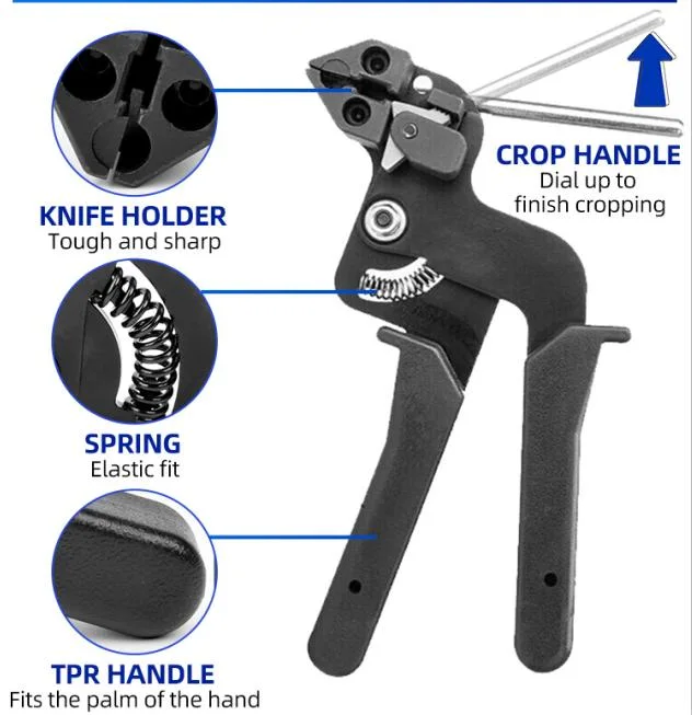 CT-02 Stainless Steel Cable Tie Gun Tool for Tensioning and Cutting