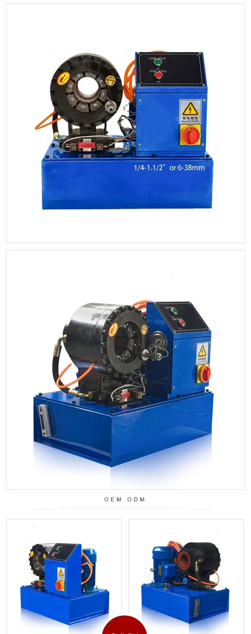 High Pressure Automatic 1/4-1.1/2&quot; Air Conditioner Rubber Pipe Crimping/Crimper Tools Flexible Electric Wire Rope Tube Swaging Hydraulic Hose Pressing Machine